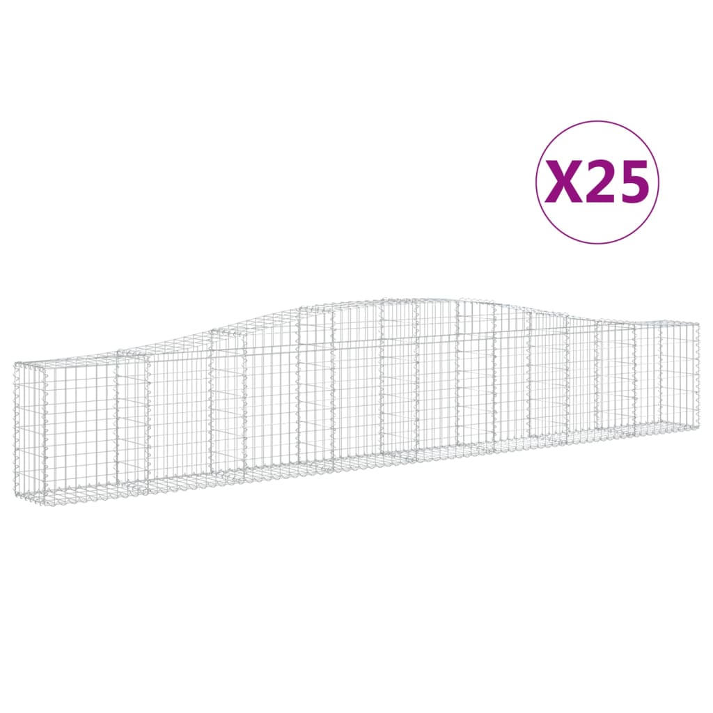 vidaXL Arched Gabion Baskets 25 pcs 400x30x60/80 cm Galvanised Iron