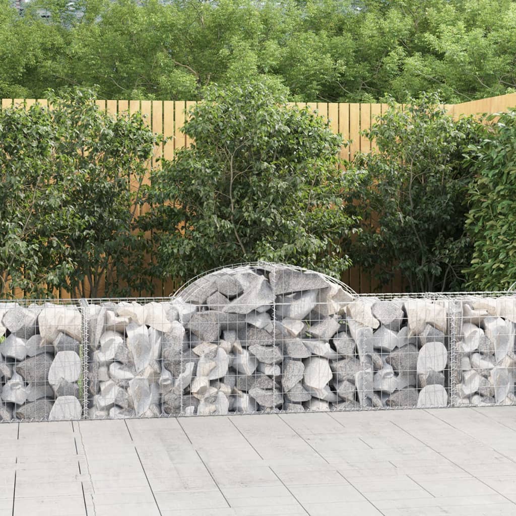 vidaXL Arched Gabion Baskets 15 pcs 200x50x60/80 cm Galvanised Iron