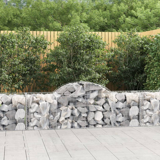 vidaXL Arched Gabion Baskets 15 pcs 200x50x60/80 cm Galvanised Iron