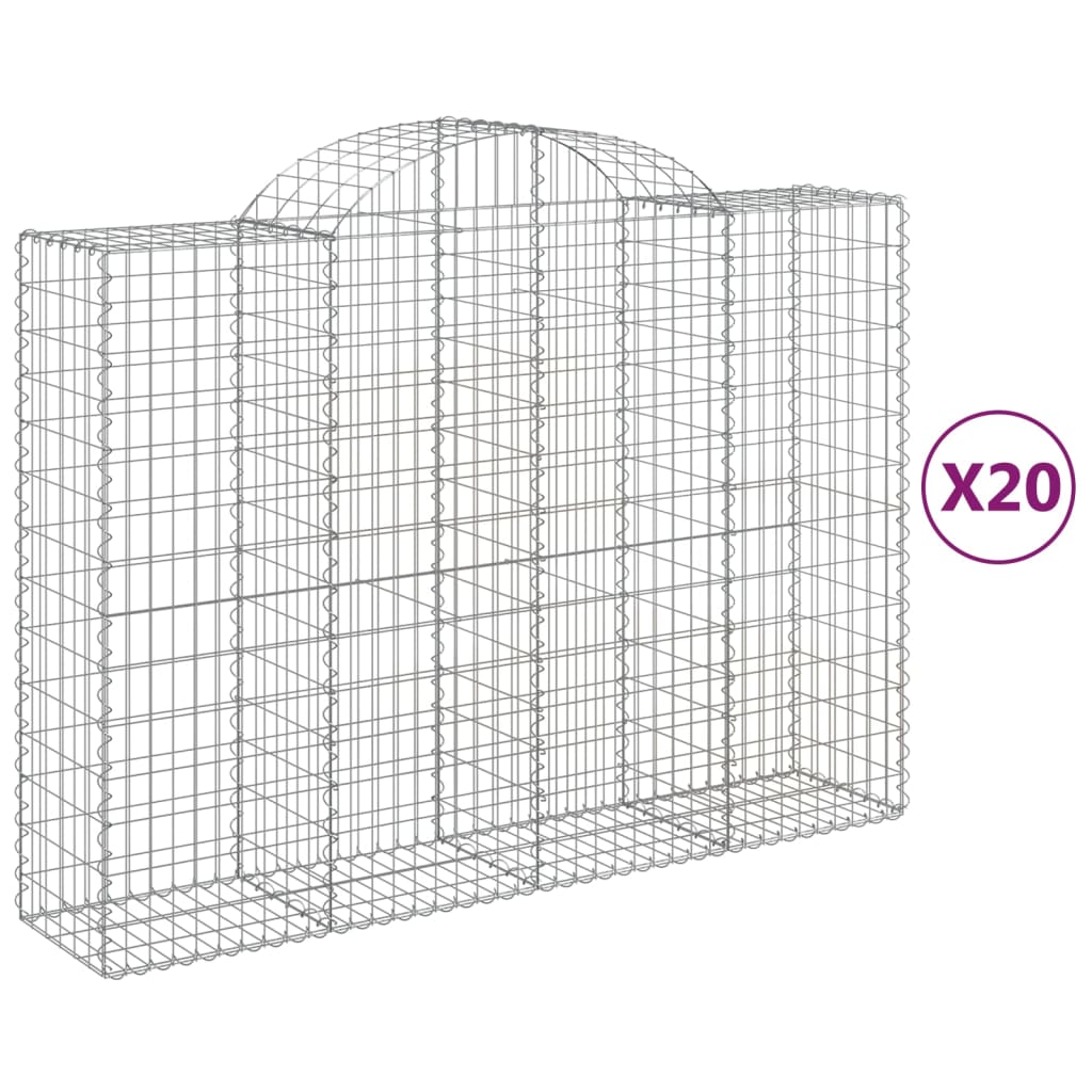 vidaXL Arched Gabion Baskets 20 pcs 200x50x140/160 cm Galvanised Iron