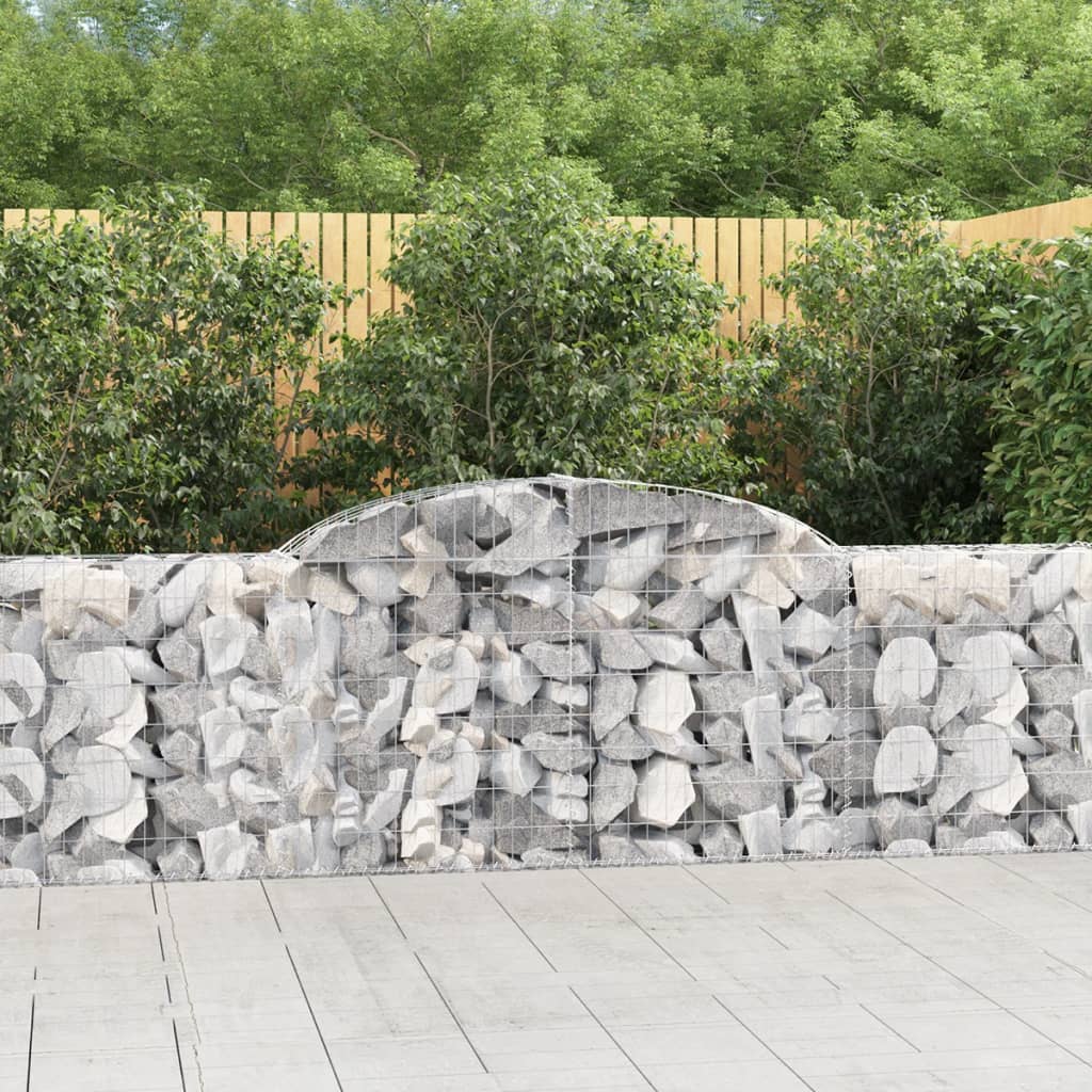 vidaXL Arched Gabion Baskets 15 pcs 300x30x80/100 cm Galvanised Iron