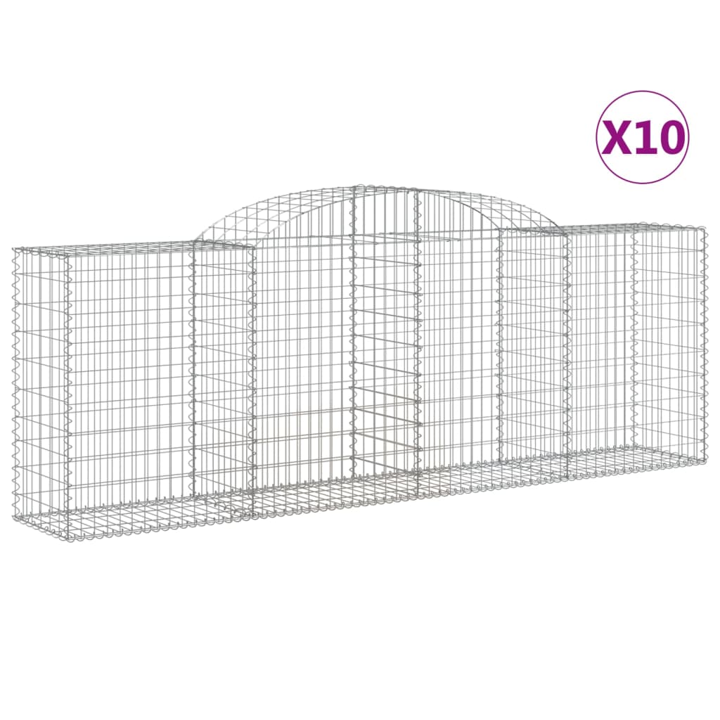 vidaXL Arched Gabion Baskets 10 pcs 300x50x100/120 cm Galvanised Iron