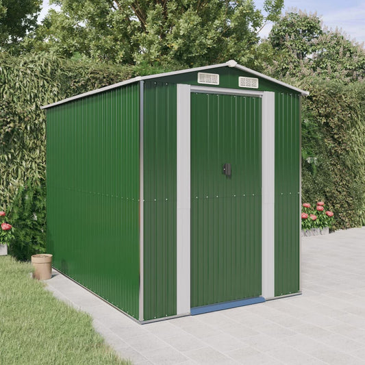 vidaXL Garden Shed Green 192x274x223 cm Galvanised Steel