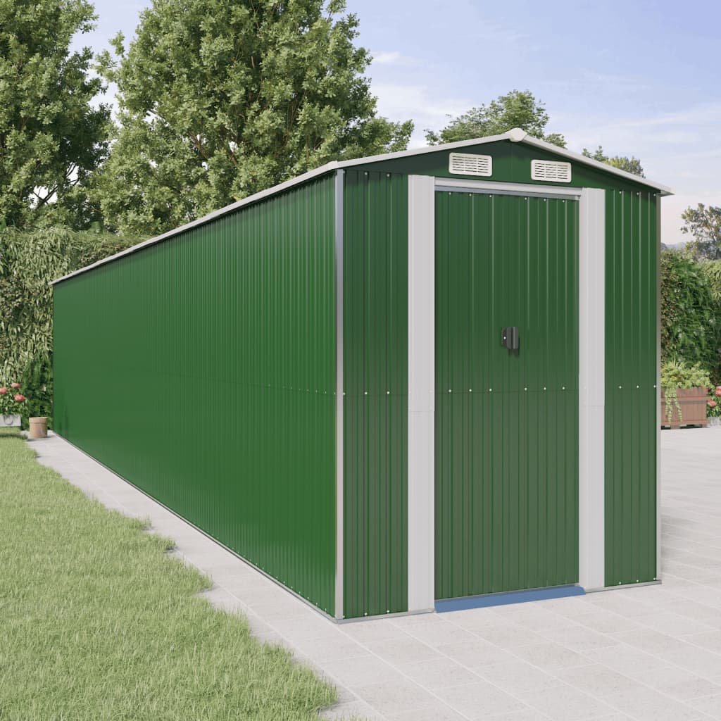 vidaXL Garden Shed Green 192x1021x223 cm Galvanised Steel