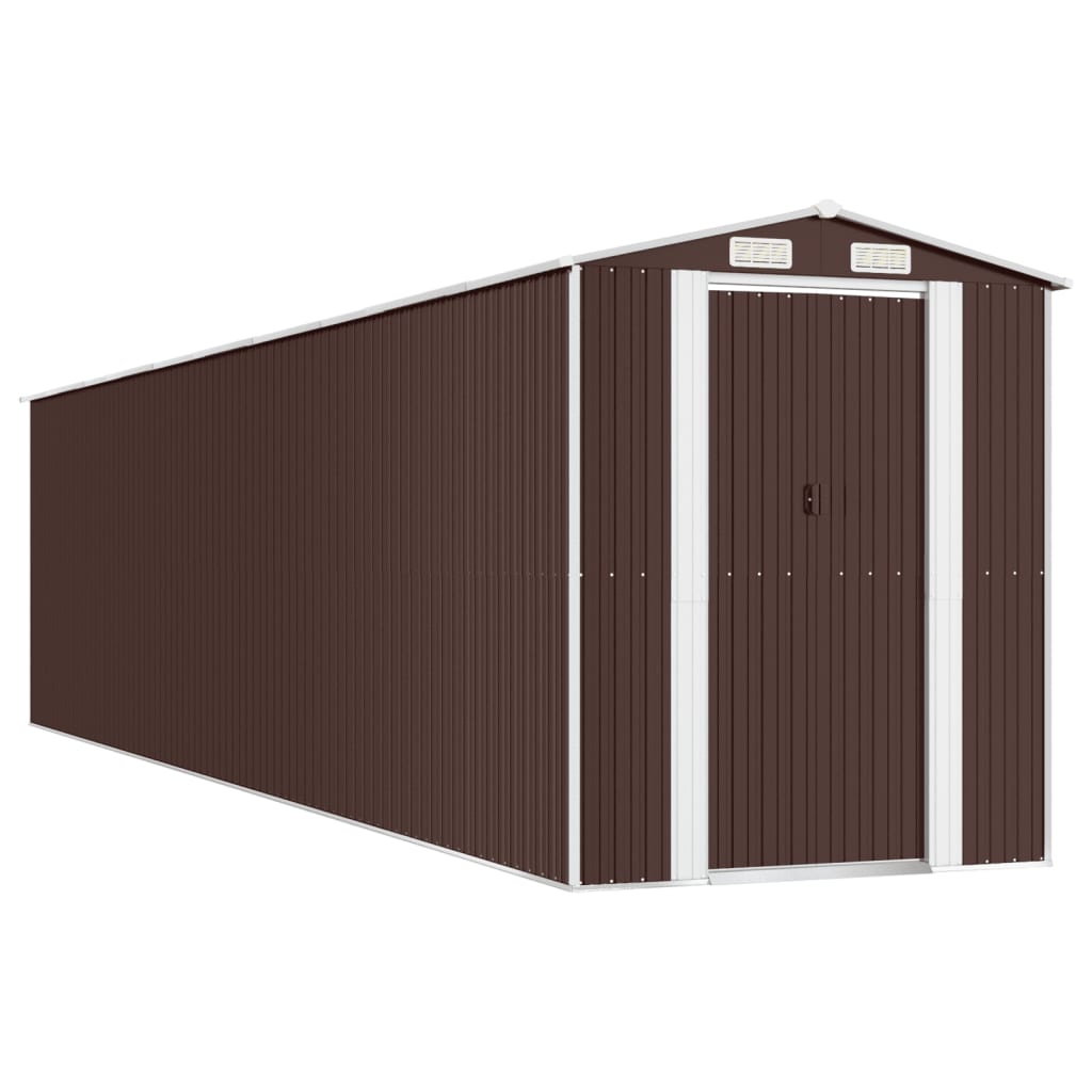 vidaXL Garden Shed Dark Brown 192x855x223 cm Galvanised Steel
