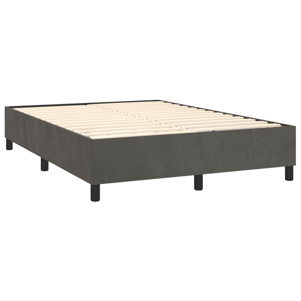 vidaXL Box Spring Bed with Mattress Dark Grey 137x187 cm Double Size Velvet