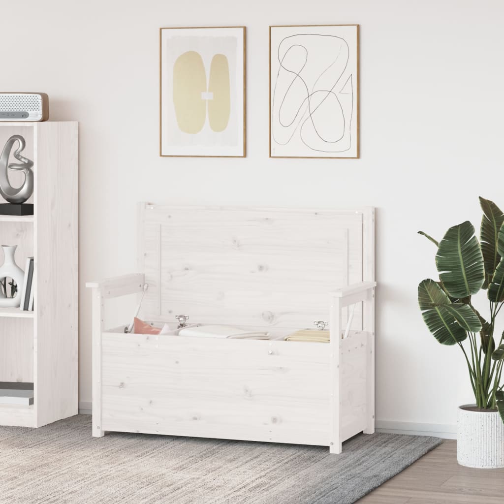 vidaXL Bench White 112.5x51.5x96.5 cm Solid Wood Pine