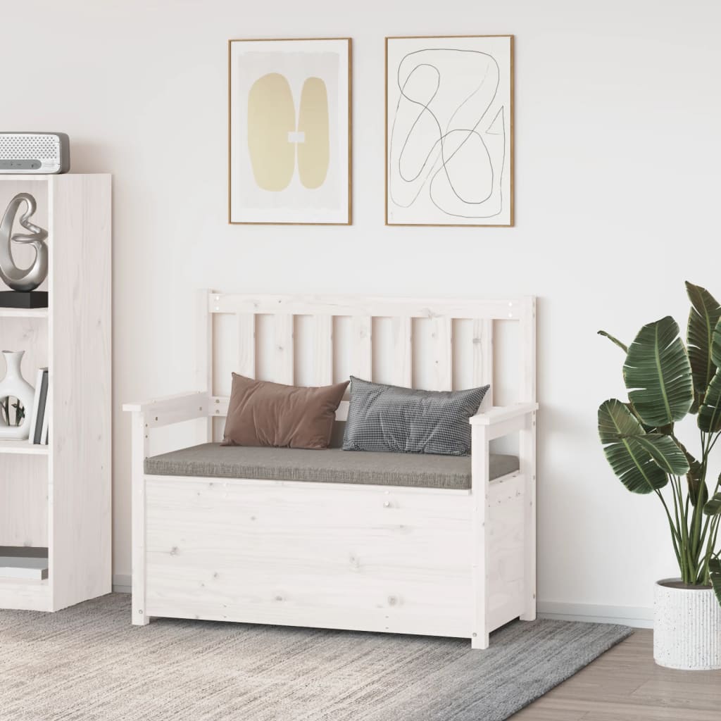 vidaXL Bench White 112.5x51.5x96.5 cm Solid Wood Pine