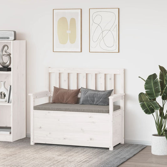 vidaXL Bench White 112.5x51.5x96.5 cm Solid Wood Pine