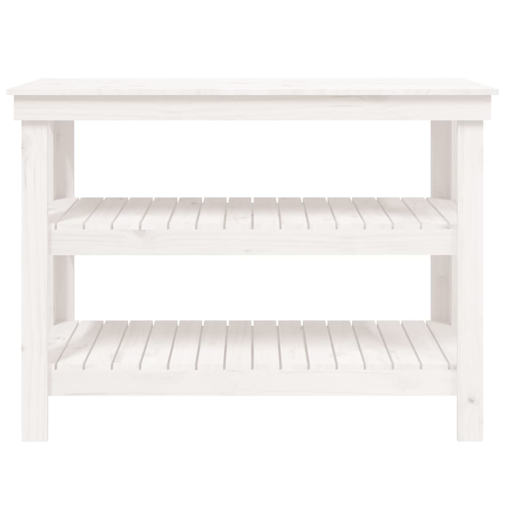 vidaXL Work Bench White 110.5x50x80 cm Solid Wood Pine