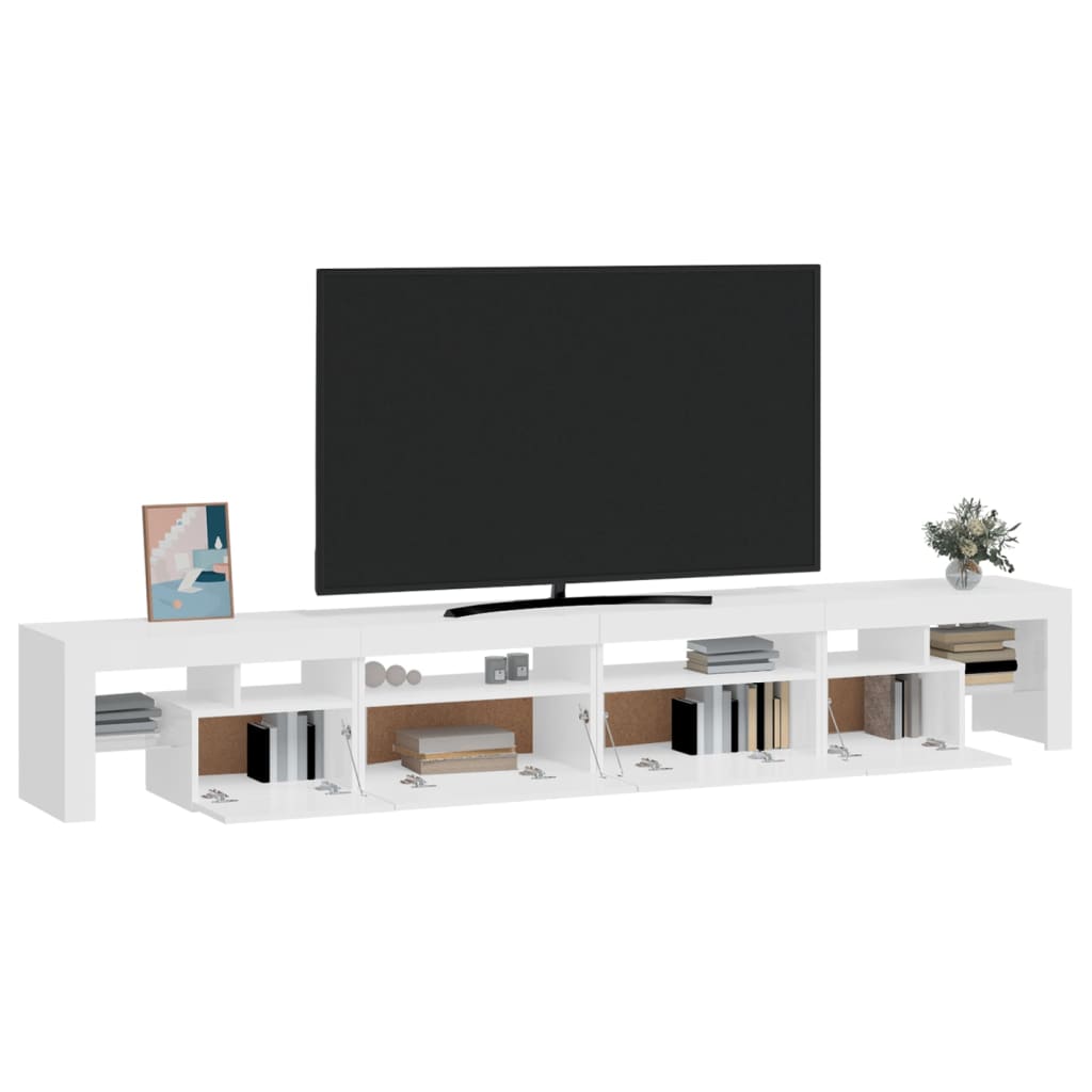 vidaXL TV Cabinet with LED Lights High Gloss White 260x36.5x40 cm