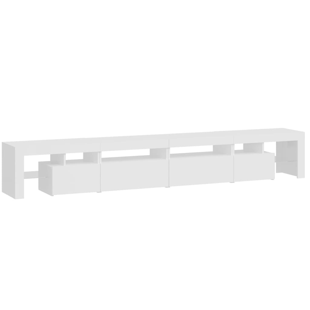 vidaXL TV Cabinet with LED Lights High Gloss White 260x36.5x40 cm