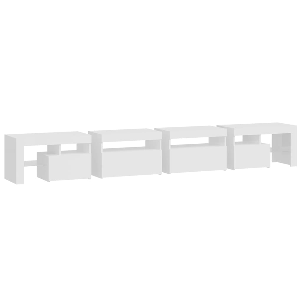 vidaXL TV Cabinet with LED Lights High Gloss White 260x36.5x40 cm