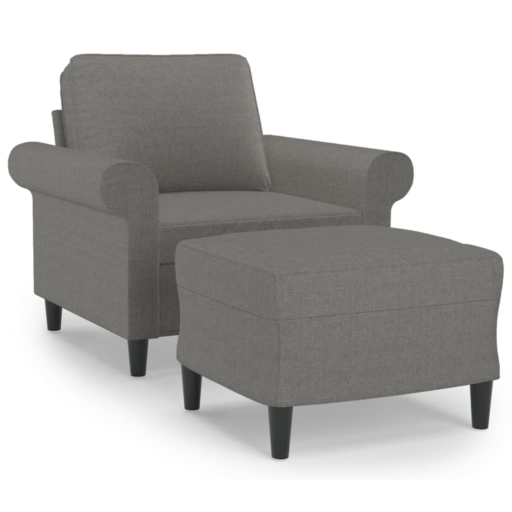 vidaXL Sofa Chair with Footstool Dark Grey 60 cm Fabric