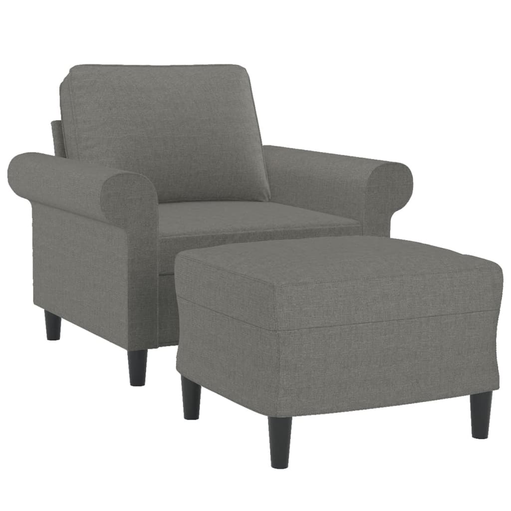 vidaXL Sofa Chair with Footstool Dark Grey 60 cm Fabric