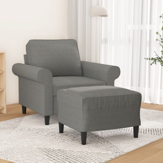vidaXL Sofa Chair with Footstool Dark Grey 60 cm Fabric