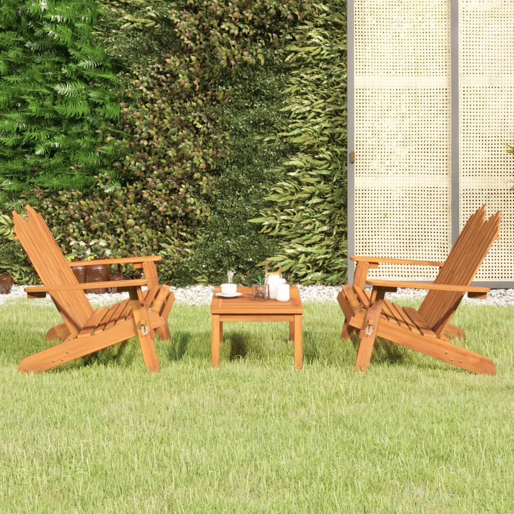vidaXL 3 Piece Adirondack Garden Lounge Set Solid Wood Acacia