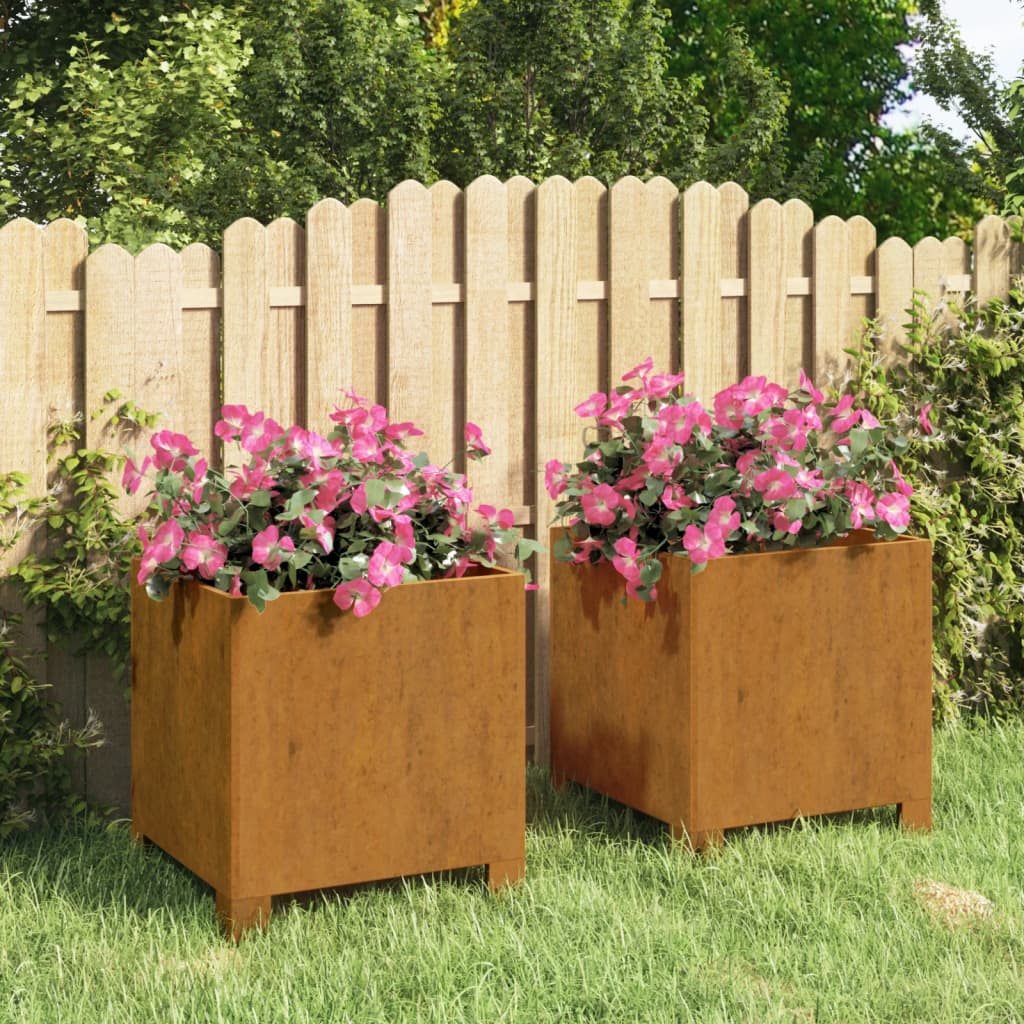 vidaXL Planters with Legs 2 pcs Rusty 32x30x33 cm Corten Steel