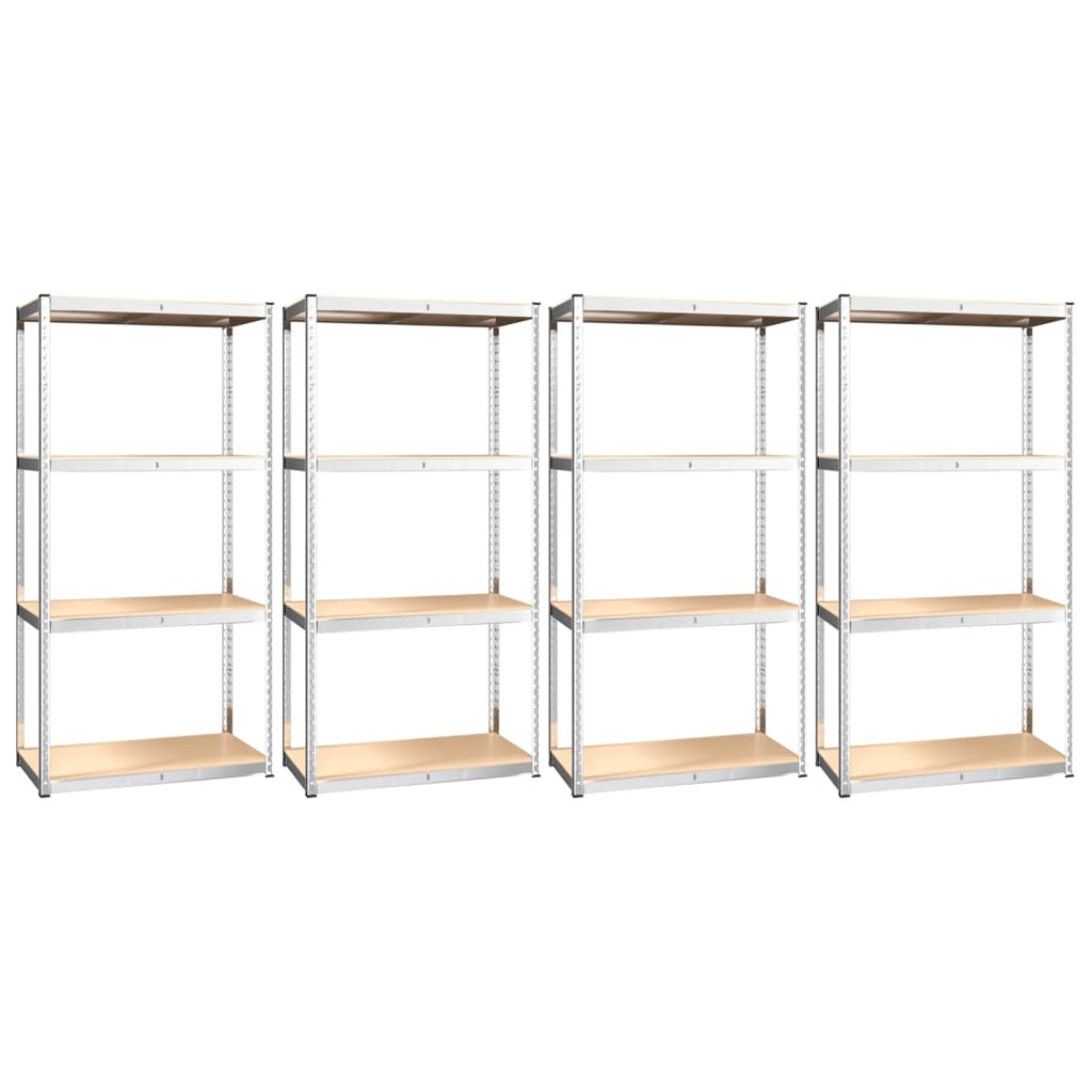 vidaXL 4-Layer Shelves 4 pcs Silver Steel&Engineered Wood
