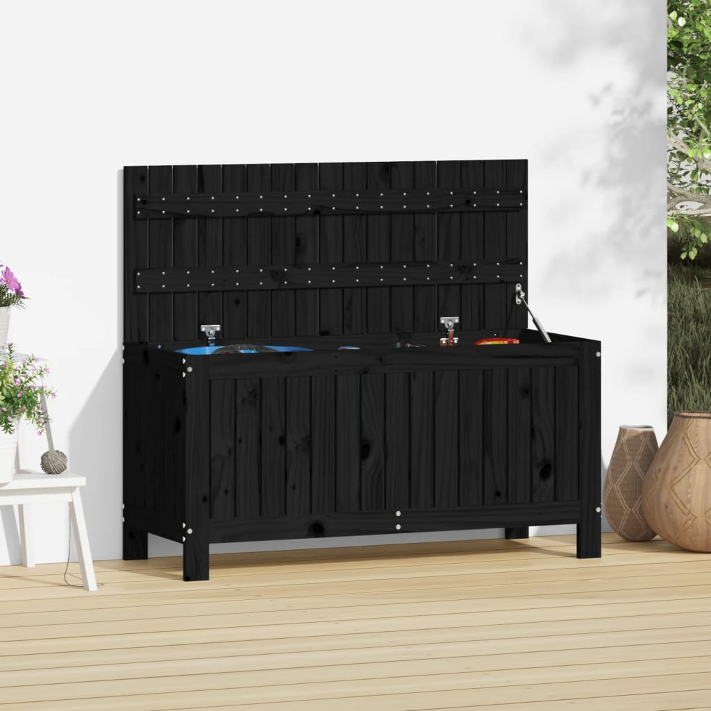 vidaXL Garden Storage Box Black 108x42.5x54 cm Solid Wood Pine