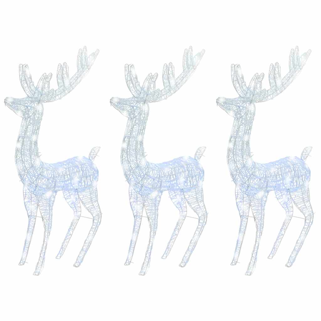 vidaXL XXL Acrylic Christmas Reindeers 250 LED 3 pcs 180 cm Cold white