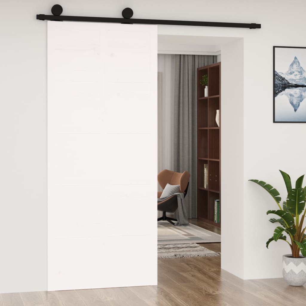 vidaXL Barn Door White 90x1.8x214 cm Solid Wood Pine