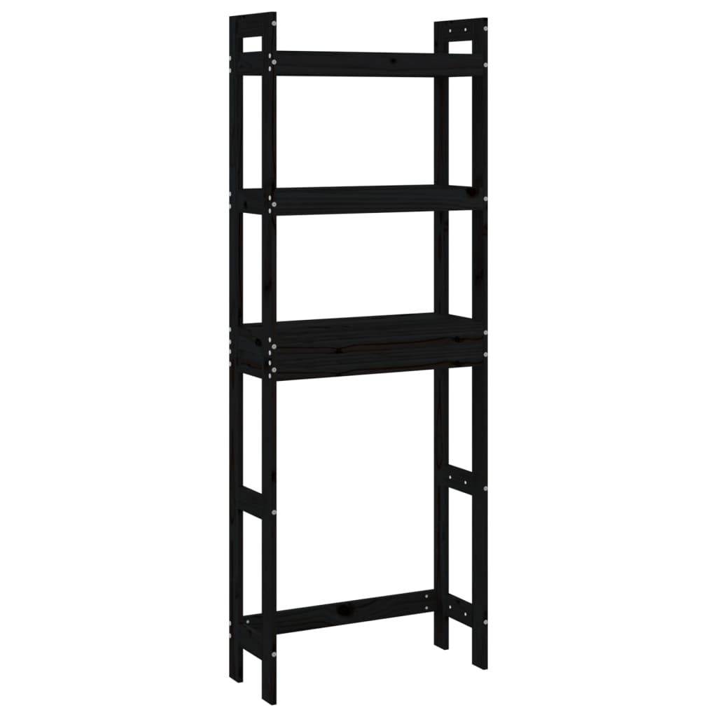 vidaXL Toilet Rack Black 63x26x171 cm Solid Wood Pine