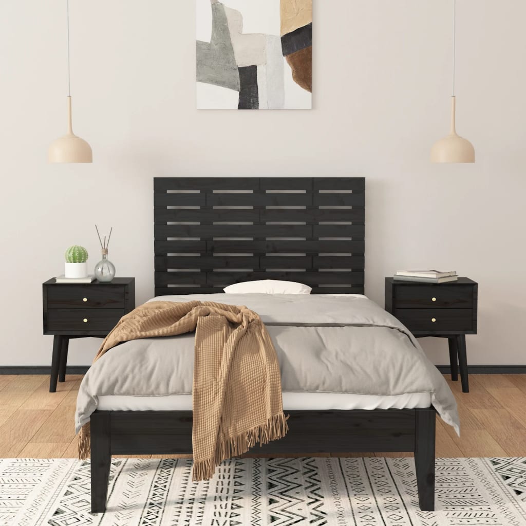 vidaXL Wall Headboard Black 96 cm Solid Wood Pine