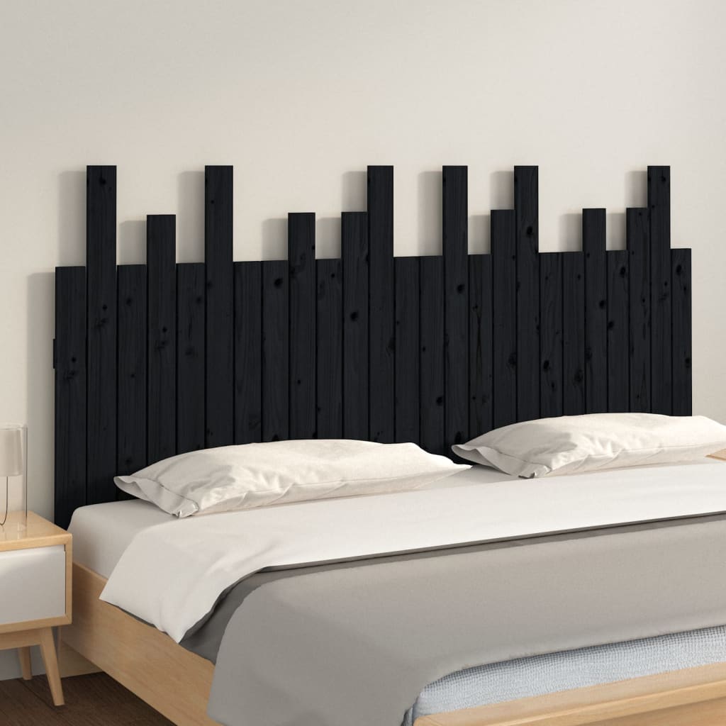 vidaXL Wall Headboard Black 159.5 cm Solid Wood Pine