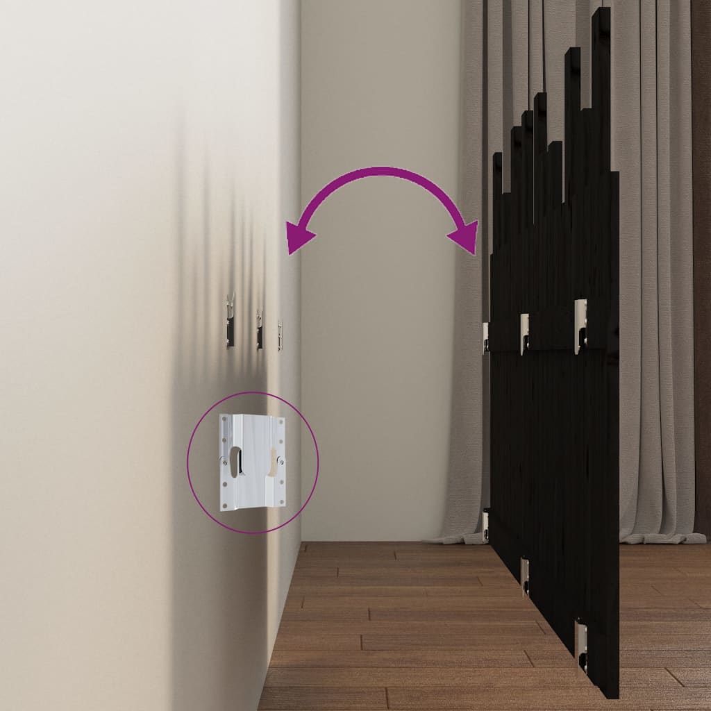 vidaXL Wall Headboard Black 159.5 cm Solid Wood Pine