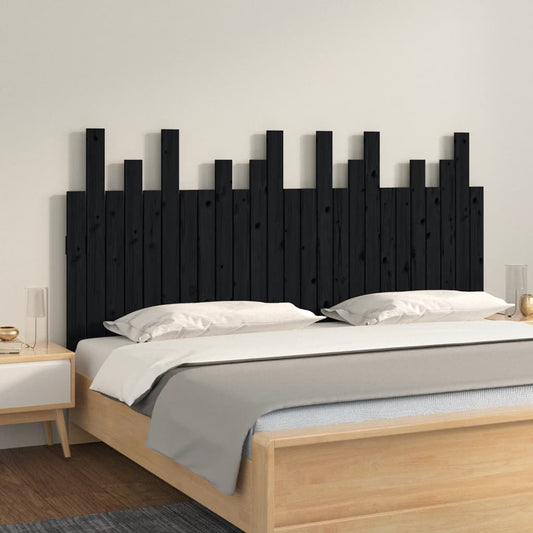 vidaXL Wall Headboard Black 159.5 cm Solid Wood Pine