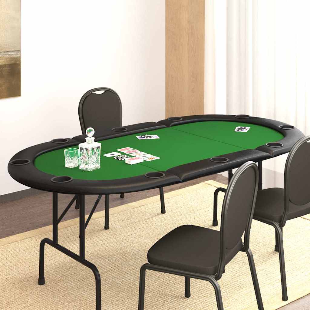 vidaXL 10-Player Folding Poker Table Green 207x106x76 cm