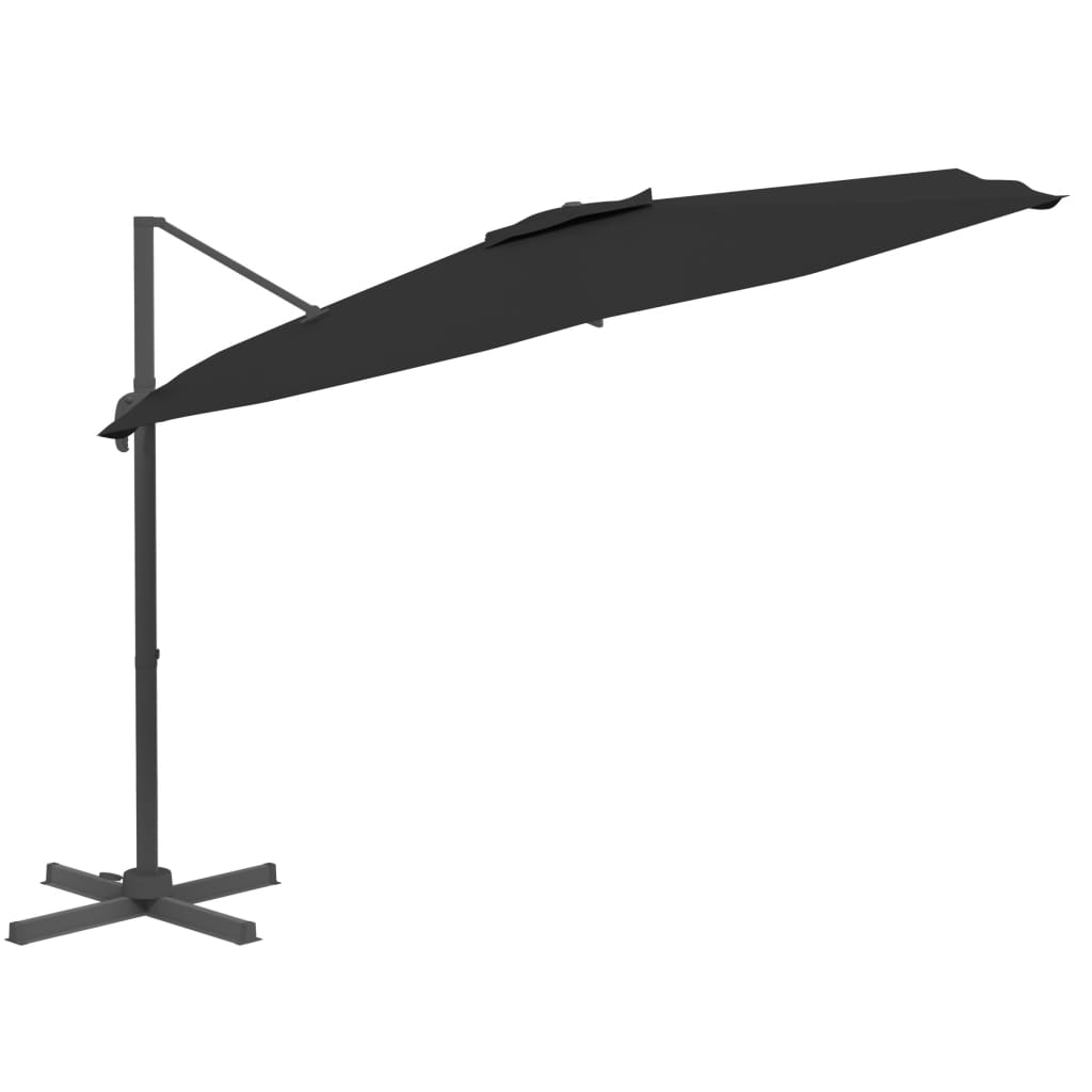 vidaXL Cantilever Garden Parasol with Aluminium Pole Black 300x300 cm