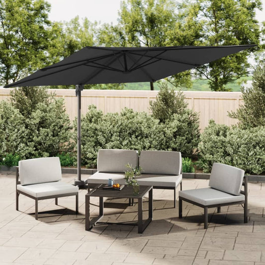 vidaXL Cantilever Garden Parasol with Aluminium Pole Black 300x300 cm
