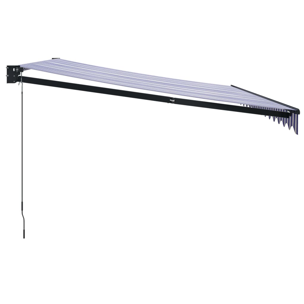 vidaXL Retractable Awning Blue and White 4x3 m Fabric and Aluminium