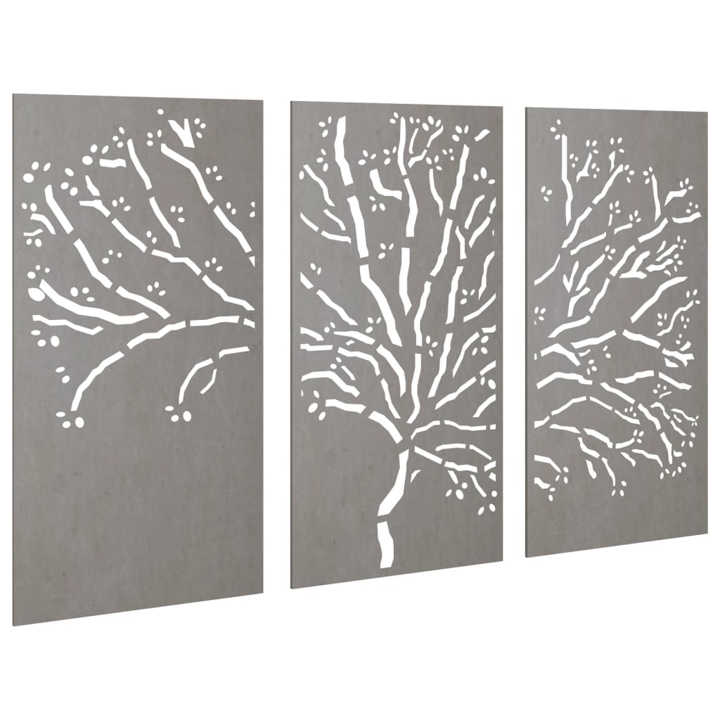 vidaXL Garden Wall Decorations 3 pcs 105x55 cm Corten Steel Tree Design