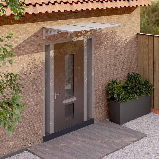 vidaXL Door Canopy Grey and Transparent 152.5x90 cm Polycarbonate