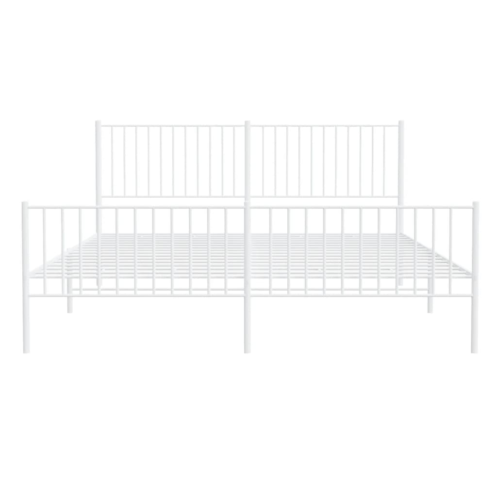 vidaXL Metal Bed Frame without Mattress with Footboard White 183x203 cm King
