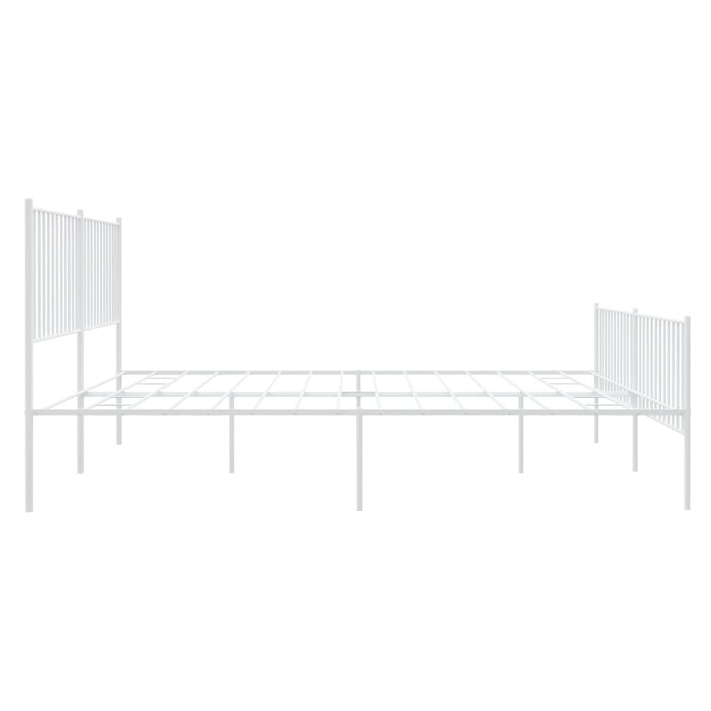 vidaXL Metal Bed Frame without Mattress with Footboard White 183x203 cm King