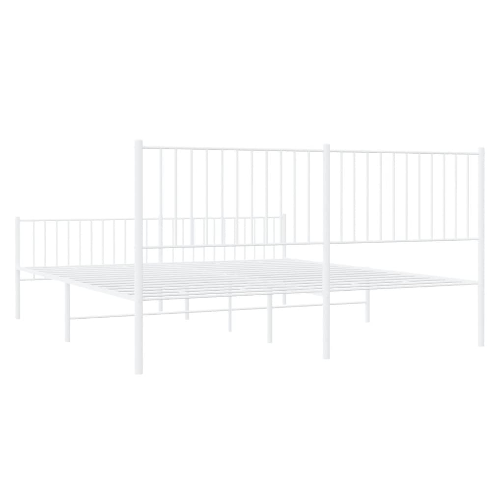 vidaXL Metal Bed Frame without Mattress with Footboard White 183x203 cm King
