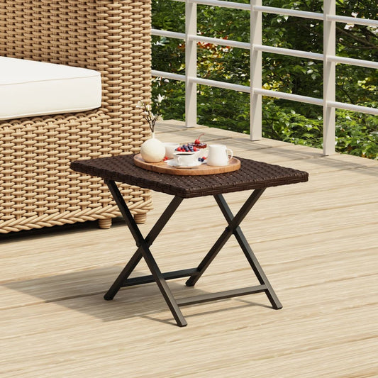 vidaXL Folding Table Brown 45x35x32 cm Poly Rattan