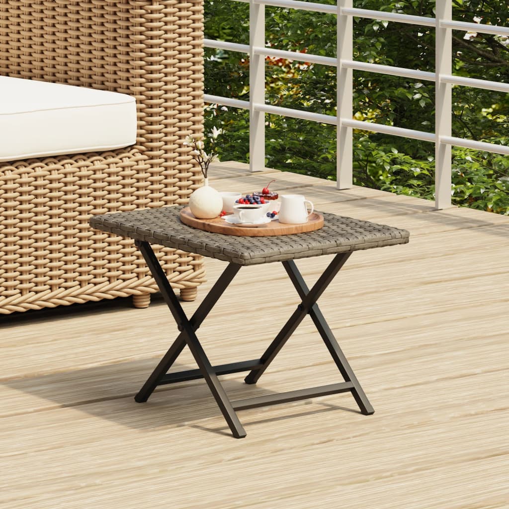 vidaXL Folding Table Grey 45x35x32 cm Poly Rattan