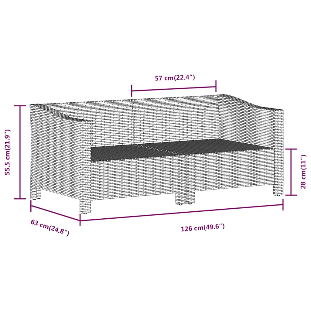 vidaXL 2 Piece Garden Lounge Set with Cushions Grey Poly Rattan