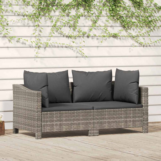 vidaXL 2 Piece Garden Lounge Set with Cushions Grey Poly Rattan