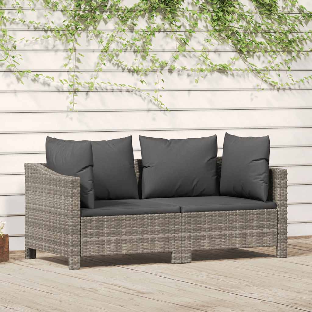 vidaXL 2 Piece Garden Lounge Set with Cushions Grey Poly Rattan