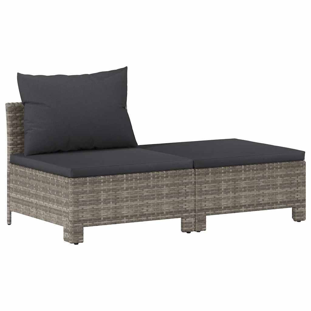 vidaXL 2 Piece Garden Lounge Set with Cushions Grey Poly Rattan