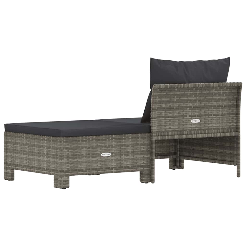 vidaXL 2 Piece Garden Lounge Set with Cushions Grey Poly Rattan