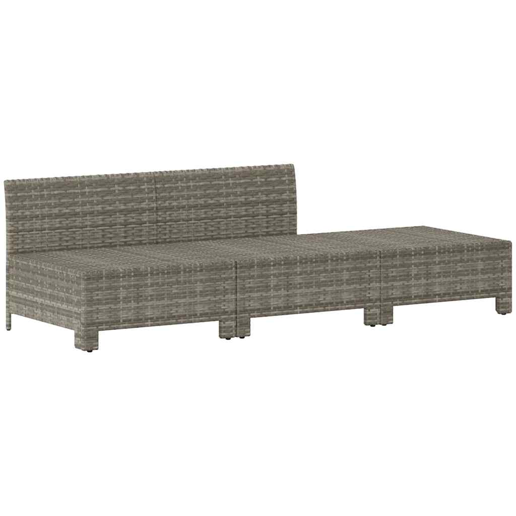 vidaXL 3 Piece Garden Lounge Set with Cushions Grey Poly Rattan