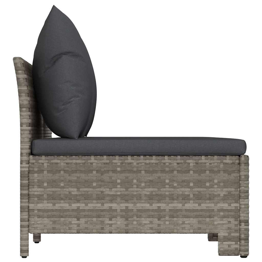 vidaXL 3 Piece Garden Lounge Set with Cushions Grey Poly Rattan