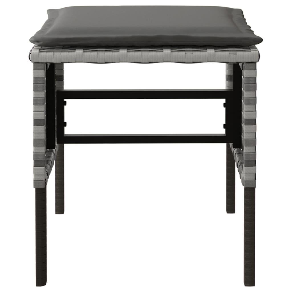 vidaXL Garden Footstools with Cushions 4 pcs Grey Poly Rattan